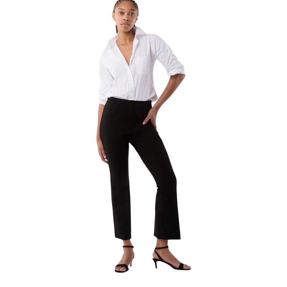 Ann Mashburn Faye Flare Cropped Pant Pull On Ponte Knit Black Small